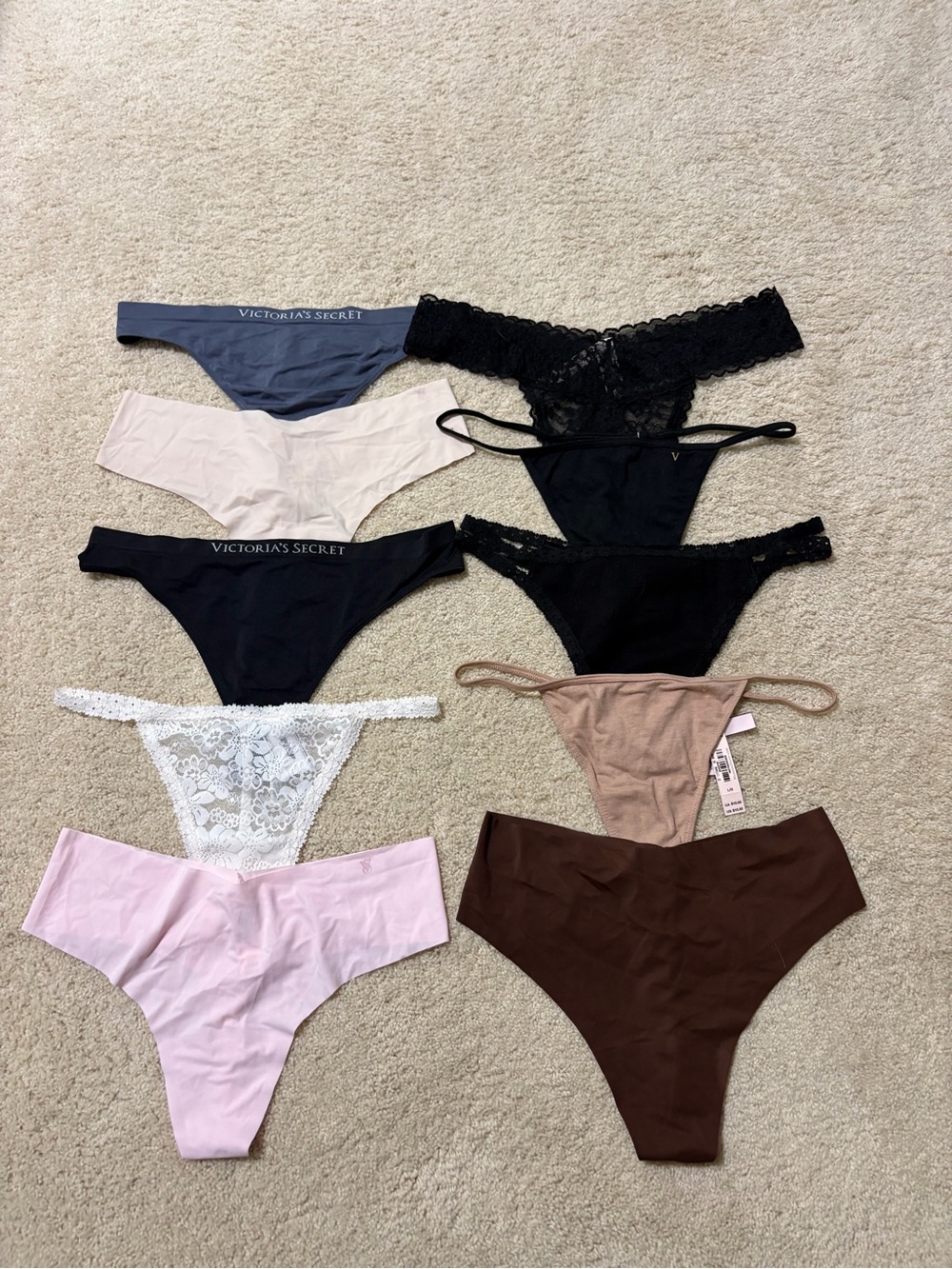 NEW NWT 10 pair Victoria’s Secret/Pink Thong Panties Size: Large